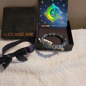 Alex and Ani Holiday Collection Bracelet - Splendor Wrap - Blue & Green beads